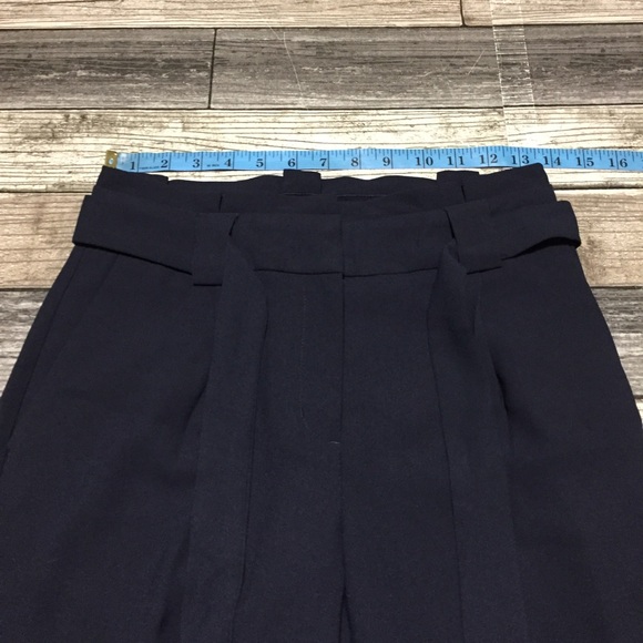 Express Ankle High Rise Pants Women’s 2 Navy Blue (Inseam 27.5) Tied Waist - Picture 4 of 9